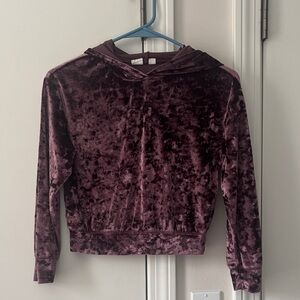 GAP Kids Velvet Hoodie in Deep Burgundy